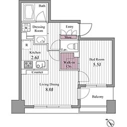 ドゥーエ新川 3階1LDKの間取り