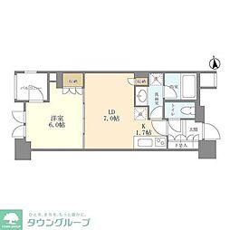 シティハウス東京新橋 2階1LDKの間取り