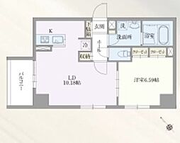 ベルエスパス箱崎 6階1LDKの間取り