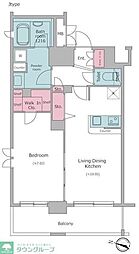 レジディア神田東 11階1LDKの間取り