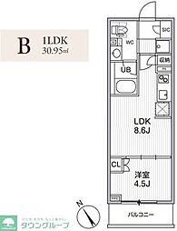 グランエール西日暮里NORTH 1LDKの間取図画像