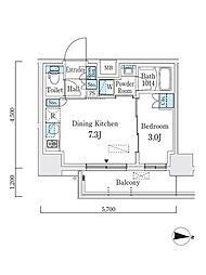 クインテット錦糸公園 1DKの間取図画像