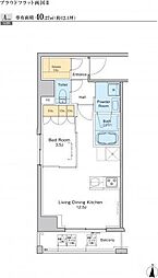 プラウドフラット両国2 1LDKの間取図画像