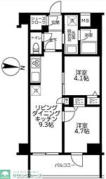 ルフレプレミアム日暮里 2LDKの間取図画像