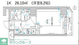 グランフォース入谷 1Kの間取図画像