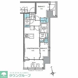 ルフォンプログレ上野入谷フロント 2LDKの間取図画像