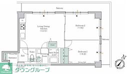ブルックサイド水天宮前 2LDKの間取図画像