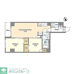 ALPHACOURT町屋 2LDKの間取図画像