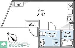 アーバンフロント日暮里 ワンルームの間取図画像