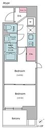ライトテラス上野 2Kの間取図画像