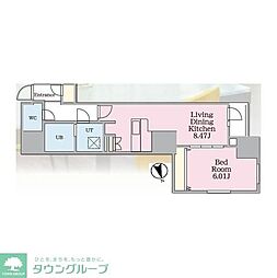 プレール・ドゥーク錦糸公園前 1LDKの間取図画像