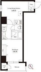 オリーブマンション荒川 1LDKの間取図画像