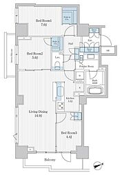 クオリア千代田御茶ノ水 3LDKの間取図画像