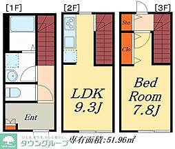 MOK-TERRACE北千住 1LDKの間取図画像