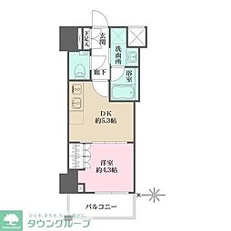 ザ・パークワンズ深川門前仲町 1DKの間取図画像