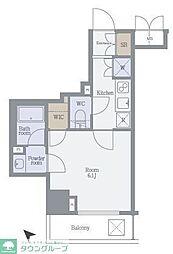 パレステュディオ文京根津 1Kの間取図画像