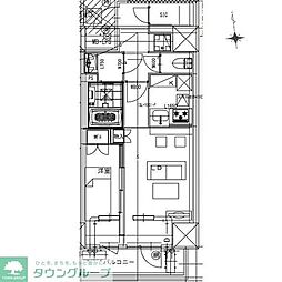 ラドゥセール東神田 1LDKの間取図画像