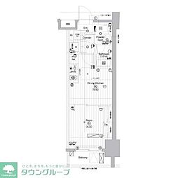 プレミアムキューブ亀戸 1DKの間取図画像