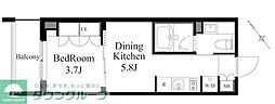 ラティエラ上野入谷 1DKの間取図画像