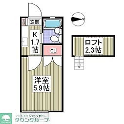 京成本線 大佐倉駅 徒歩24分の賃貸アパート 2階1Kの間取り