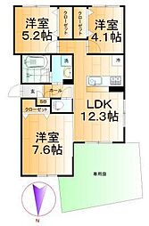 JR総武線 千葉駅 徒歩15分の賃貸マンション 1階3LDKの間取り