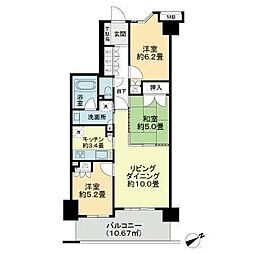 ライオンズクオーレ幕張マークスフォート 6階3LDKの間取り