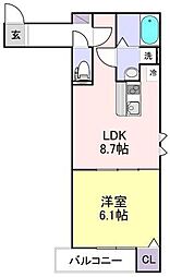 京成千葉線 みどり台駅 徒歩4分の賃貸アパート 1階1LDKの間取り