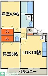 千葉都市モノレール 小倉台駅 徒歩12分の賃貸アパート 1階2LDKの間取り