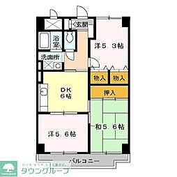JR外房線 鎌取駅 徒歩9分の賃貸マンション 2階3DKの間取り