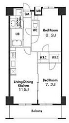JR総武線 千葉駅 徒歩15分の賃貸マンション 9階2LDKの間取り