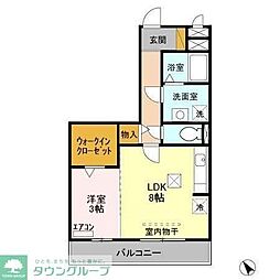 JR内房線 八幡宿駅 徒歩4分の賃貸アパート 3階1LDKの間取り