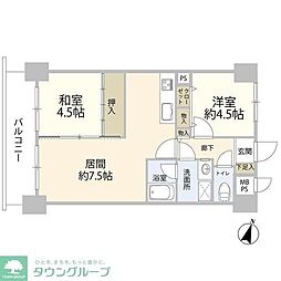 千葉都市モノレール スポーツセンター駅 徒歩2分の賃貸マンション 7階2LDKの間取り