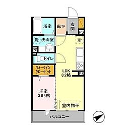 JR総武線 幕張駅 徒歩8分の賃貸アパート 2階1LDKの間取り