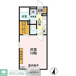 千葉都市モノレール 作草部駅 徒歩17分の賃貸アパート 2階1Kの間取り
