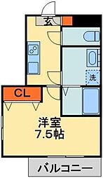 JR総武線 千葉駅 徒歩10分の賃貸マンション 2階1Kの間取り
