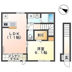 千葉都市モノレール 小倉台駅 徒歩7分の賃貸アパート 2階1LDKの間取り