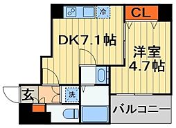 JR総武線 千葉駅 徒歩12分の賃貸マンション 5階1DKの間取り