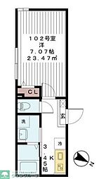 JR総武線 新検見川駅 徒歩15分の賃貸アパート 1階1Kの間取り