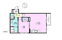 京成千原線 学園前駅 徒歩15分の賃貸アパート 1階1LDKの間取り