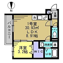 京成千原線 千葉寺駅 徒歩10分の賃貸アパート 1階1LDKの間取り