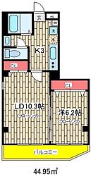 JR総武本線 東千葉駅 徒歩5分の賃貸マンション 2階1LDKの間取り