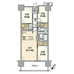 JR外房線 本千葉駅 徒歩12分の賃貸マンション 4階3LDKの間取り