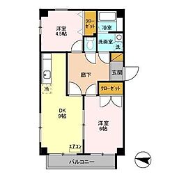 JR総武本線 都賀駅 徒歩10分の賃貸アパート 3階2DKの間取り