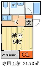 JR外房線 本千葉駅 徒歩8分の賃貸アパート 1階1Kの間取り