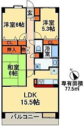 JR総武線 幕張駅 徒歩18分の賃貸マンション 3階3LDKの間取り