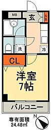 千葉都市モノレール みつわ台駅 徒歩6分の賃貸マンション 4階1Kの間取り