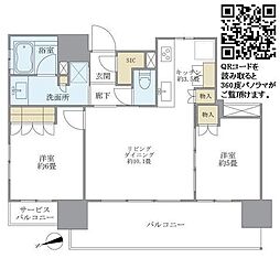 JR総武線 千葉駅 徒歩5分の賃貸マンション 11階2LDKの間取り