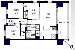 センチュリー千葉みなと 6階3LDKの間取り