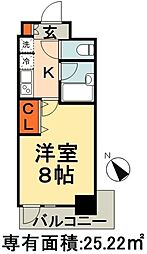 JR総武線 千葉駅 徒歩5分の賃貸マンション 4階1Kの間取り