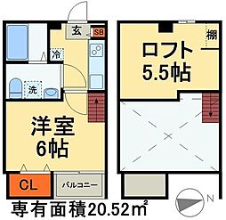 JR総武線 西千葉駅 徒歩6分の賃貸アパート 1階1Kの間取り